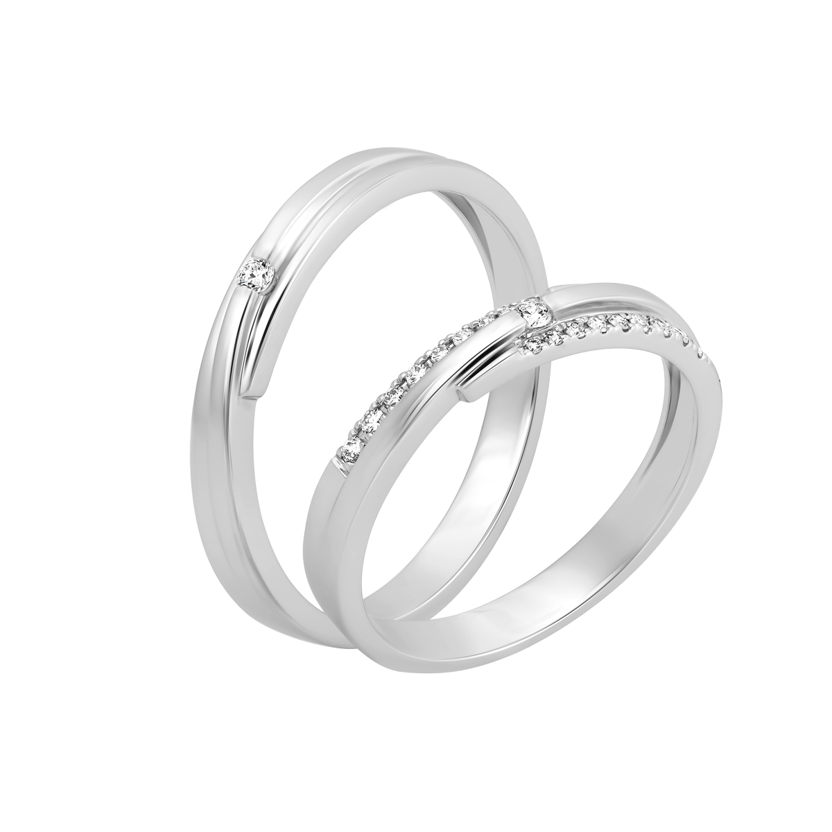 Nhẫn cưới nam kim cương viên vàng 14K Evering M
