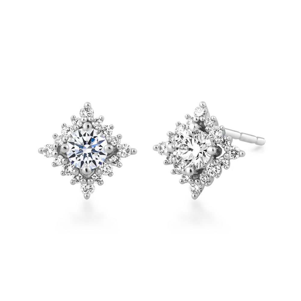 Hoa tai kim cương 8 Hearts & Arrows vàng 14K Oriflame H&A 2C