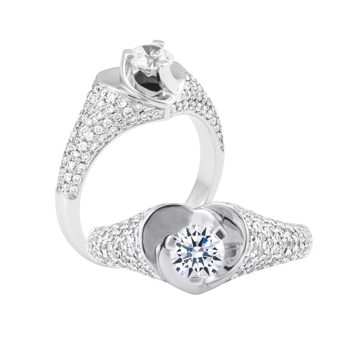 Nhẫn nữ kim cương tấm vàng 14K Wiggle 5C