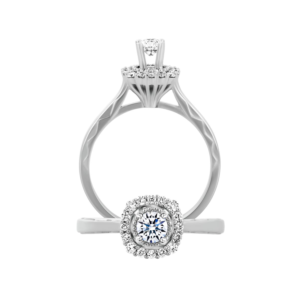 Nhẫn nữ kim cương 8 Hearts & Arrows vàng 14K Streamline N H&A 2C
