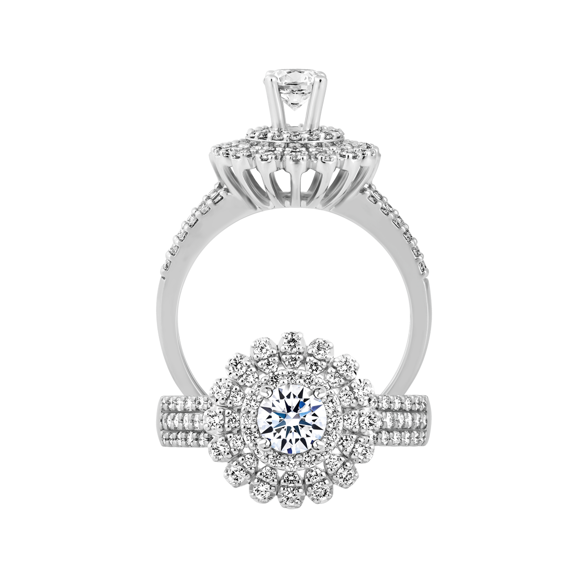 Ổ nhẫn nữ kim cương tấm vàng 14K Glorious 3C