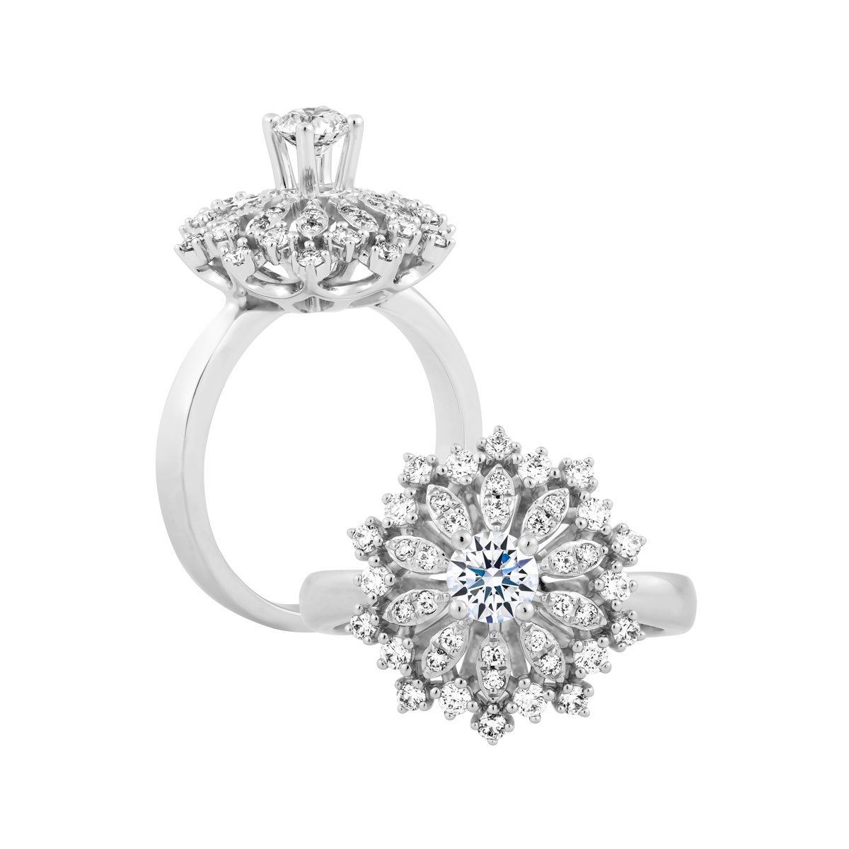 Nhẫn nữ kim cương 8 Hearts & Arrows vàng 14K Fata N H&A 2C
