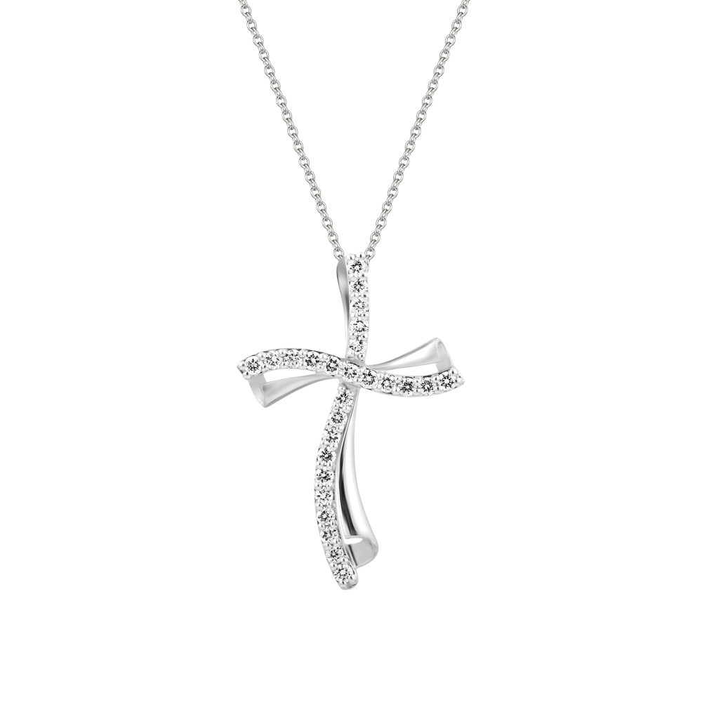 Mặt kim cương viên vàng 14K Shading Cross