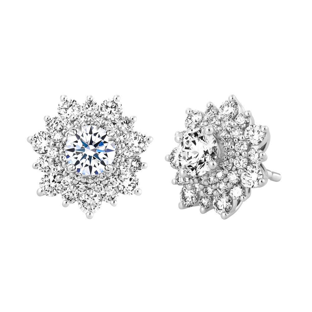 Hoa tai đính đá CZ vàng 14K Flowery 5C