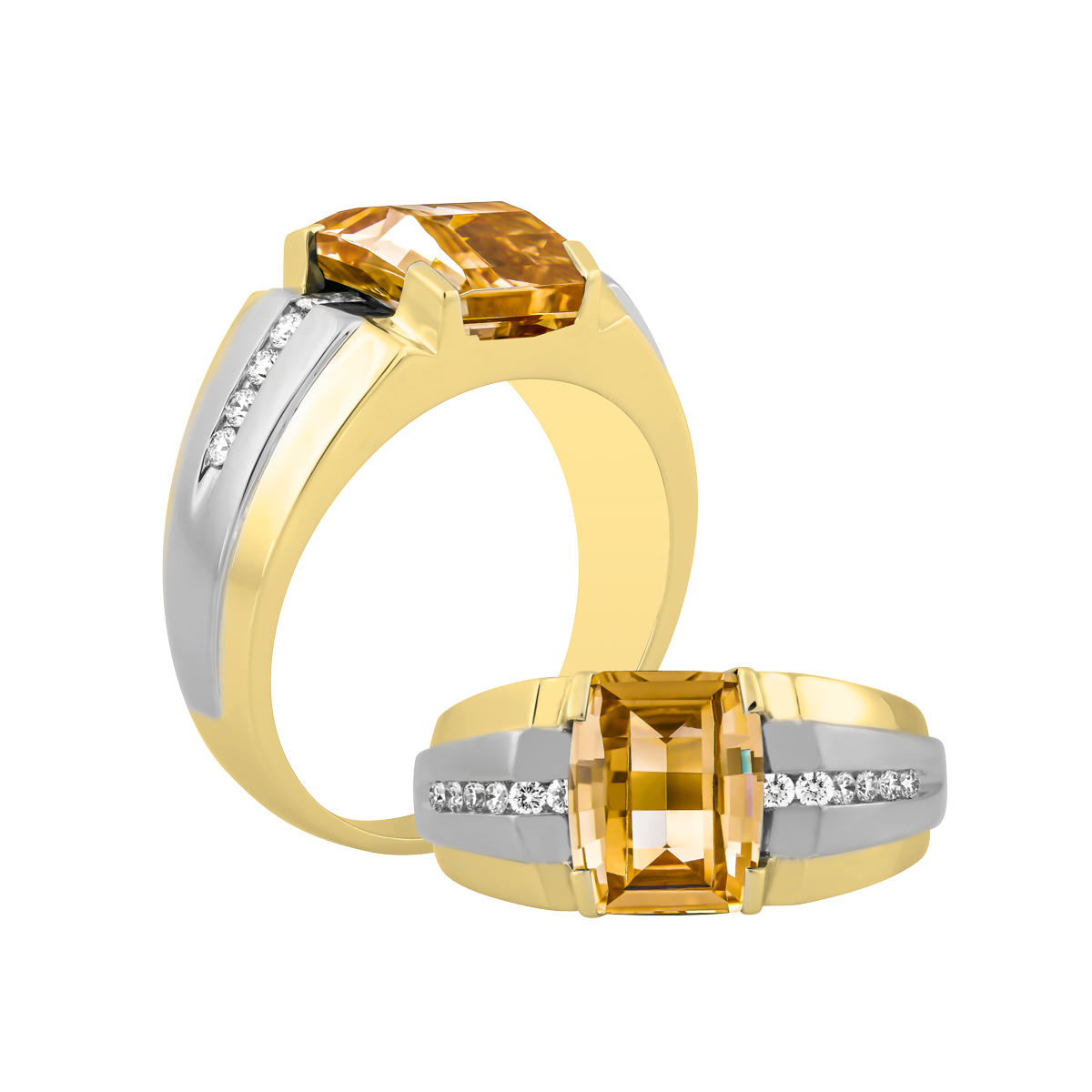 Nhẫn nam kim cương tấm vàng 14K Collin S.CHA YW