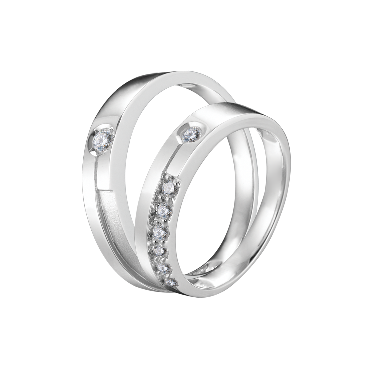 Nhẫn cưới nam kim cương vàng 14K Two Of Us 10p M