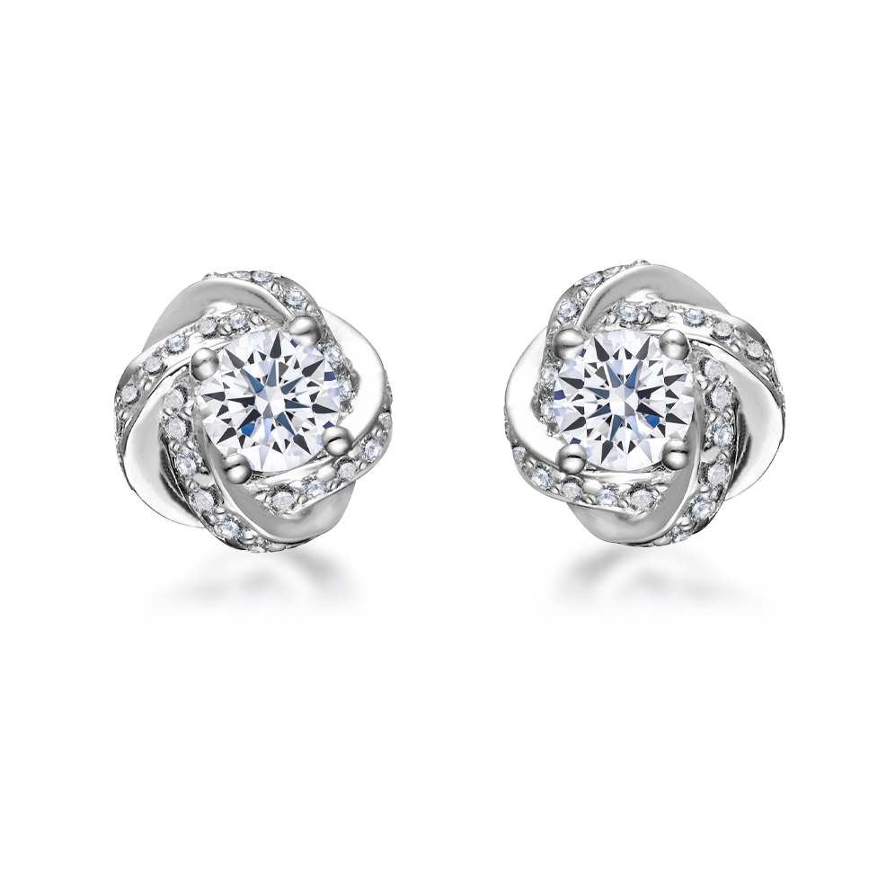Ổ Bông kim cương tấm vàng 14K Hasmin S 2C