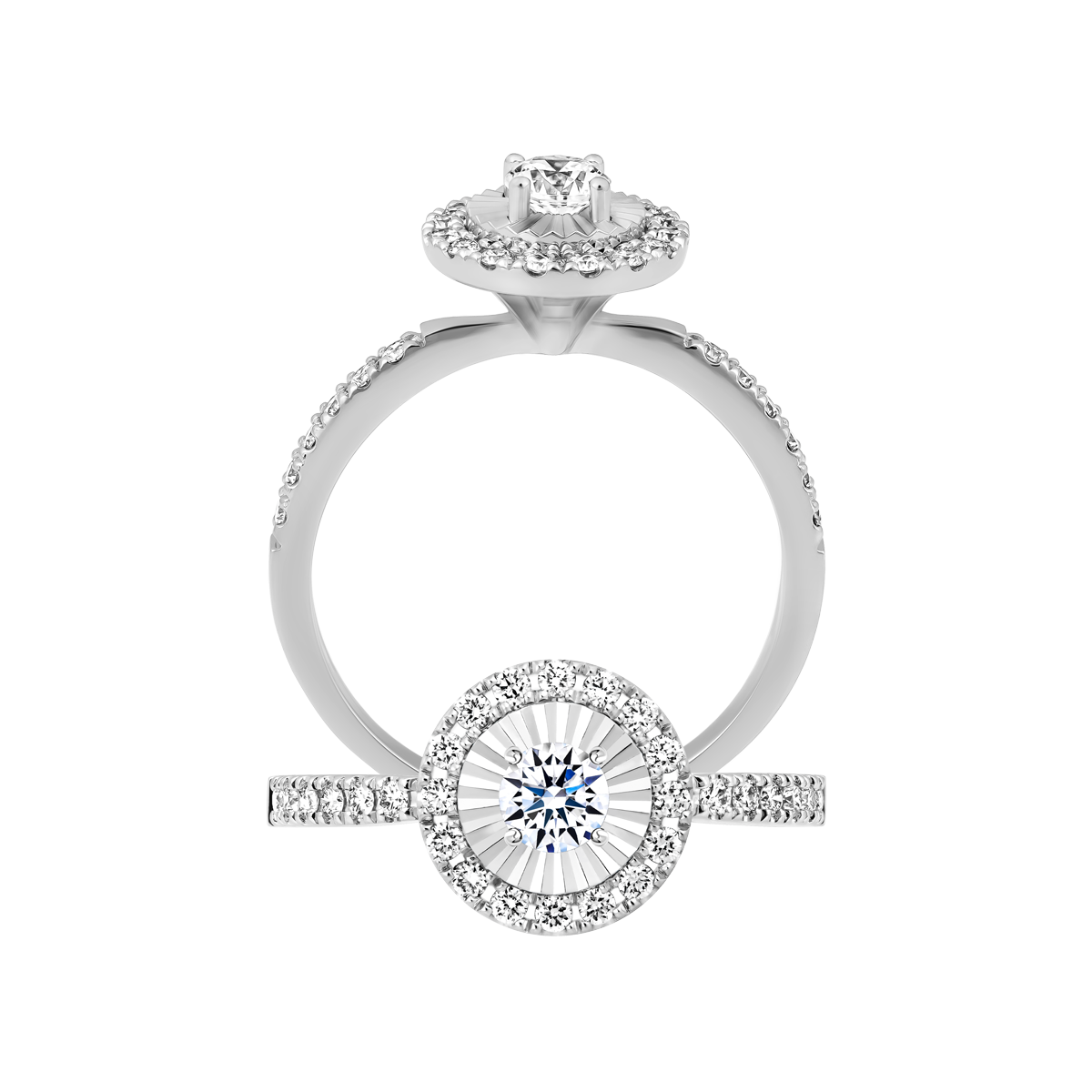 Nhẫn nữ kim cương 8 Hearts & Arrows vàng 14K Sky D H&A 2C