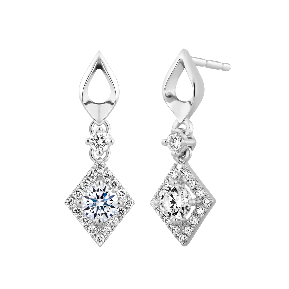 Hoa tai kim cương 8 Hearts & Arrows vàng 14K Eternal Flame N H&A 2C