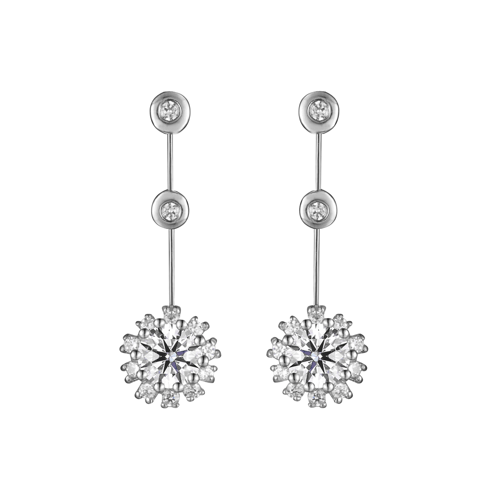 Hoa tai đính đá CZ vàng 14K Peony NL 2C