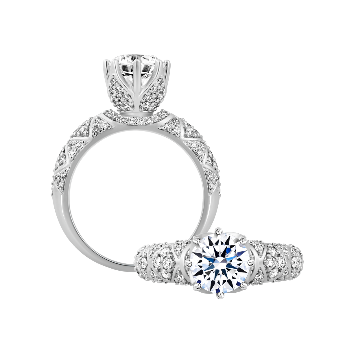 Nhẫn nữ kim cương tấm vàng 14K Impressing 1.5CT