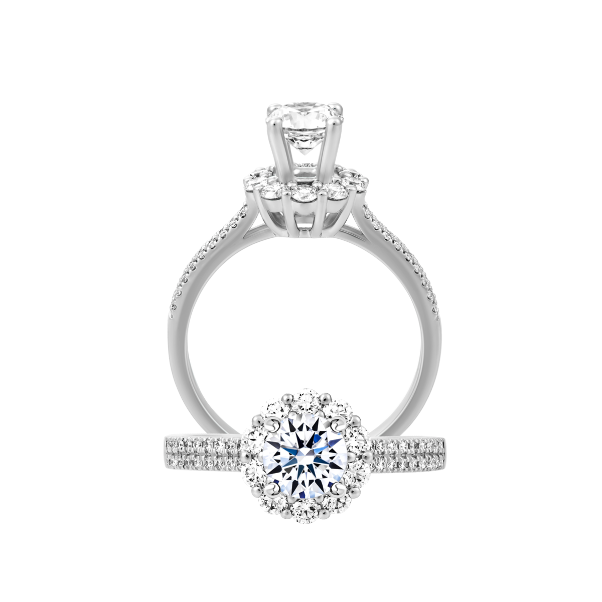 Ổ nhẫn nữ kim cương tấm vàng 14K Shining flower 5C