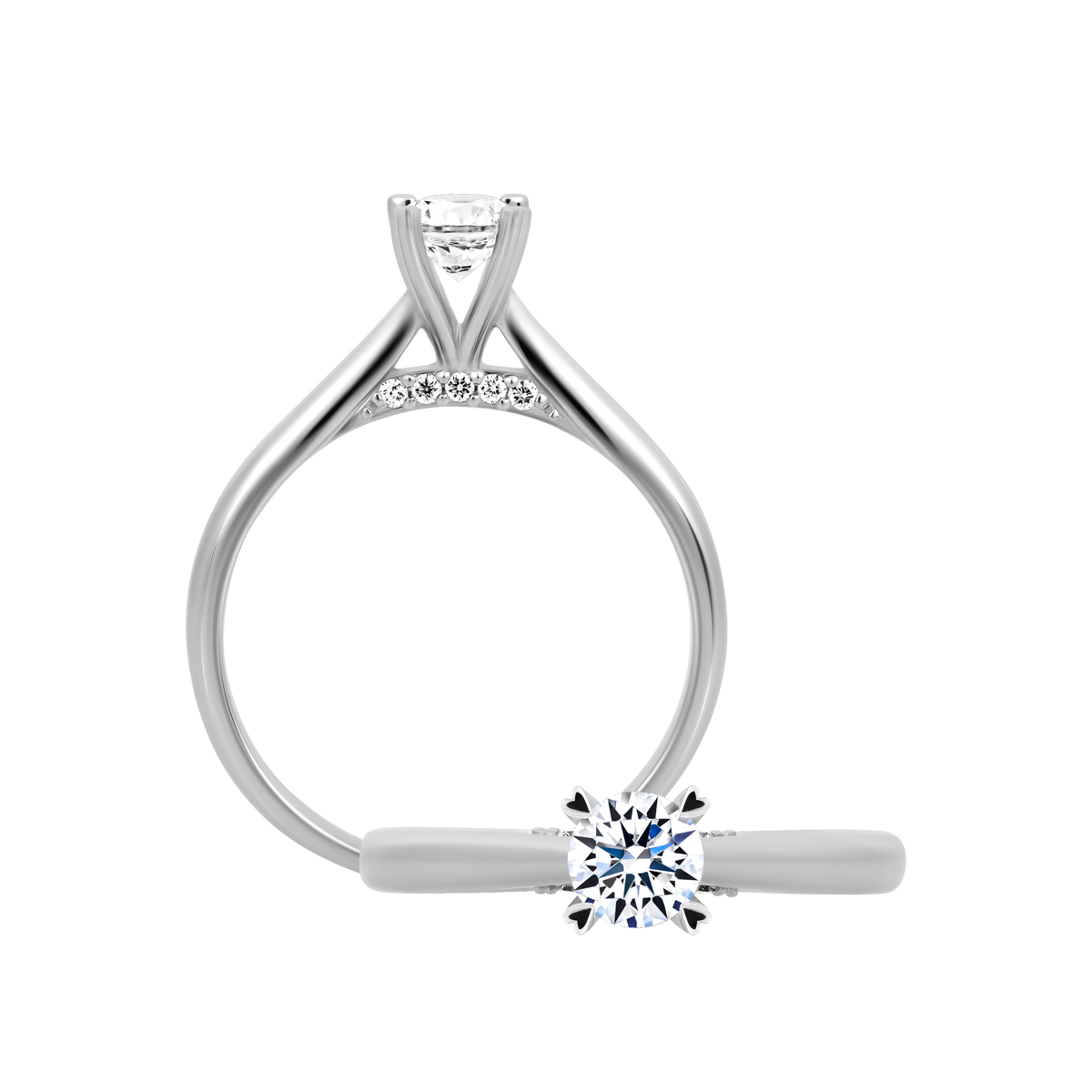 Nhẫn nữ kim cương 8 Hearts & Arrows vàng 14K Reliability H&A 3C