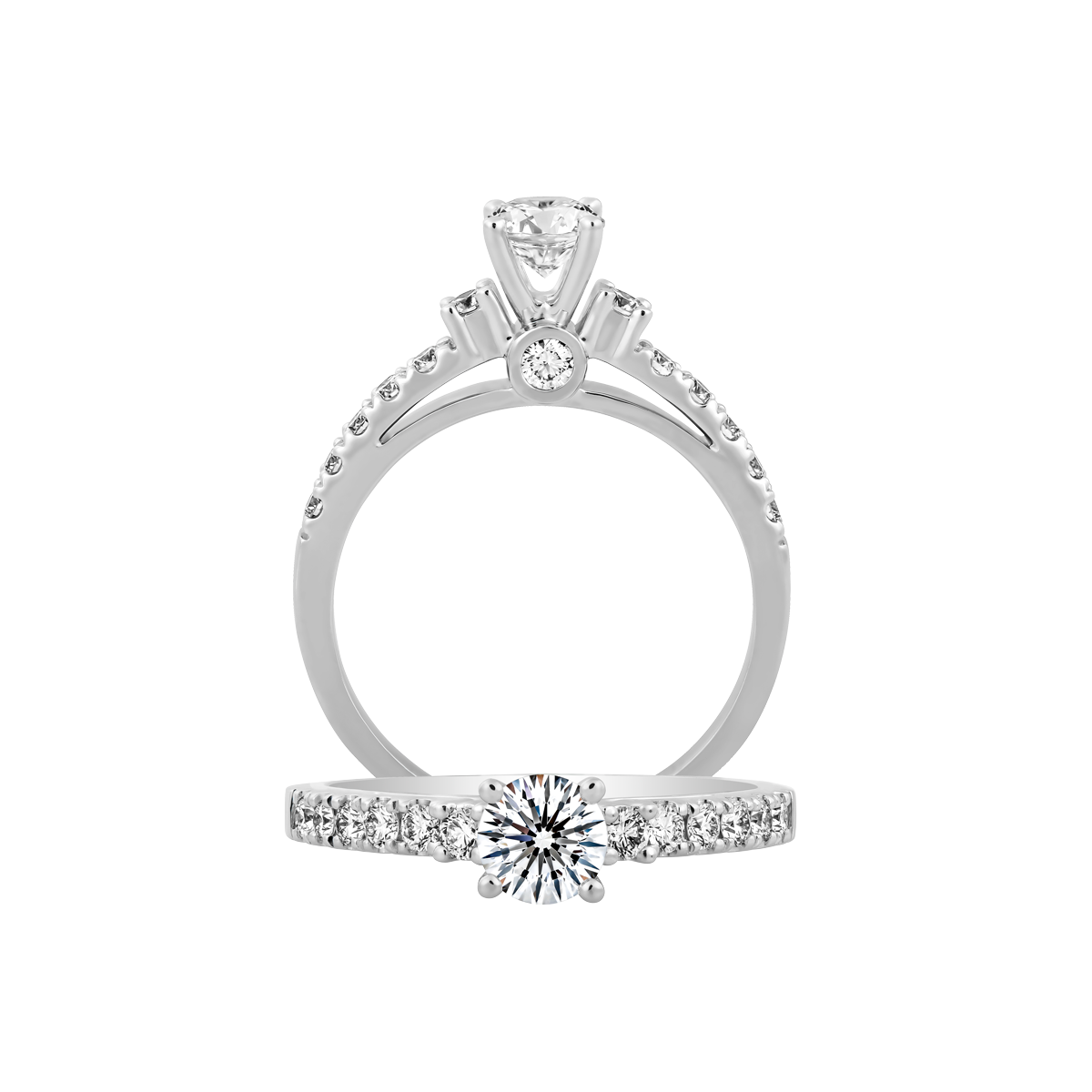 Ổ nhẫn nữ kim cương tấm vàng 14K Ernesta 3C