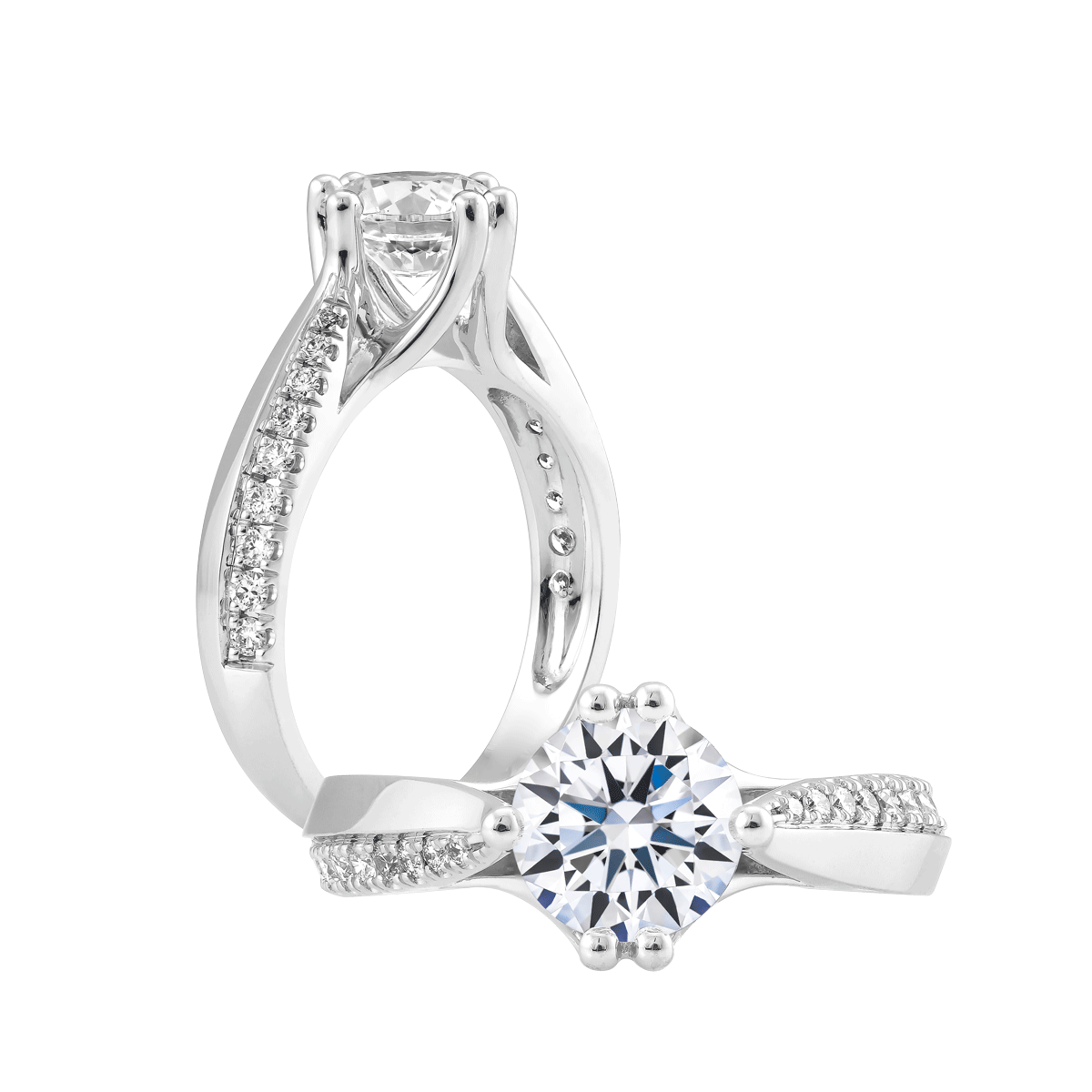 Nhẫn nữ kim cương tấm vàng 14K Feature 1CT
