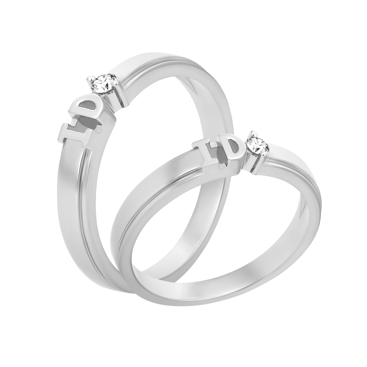 Nhẫn cưới nữ kim cương viên vàng 14K I do F