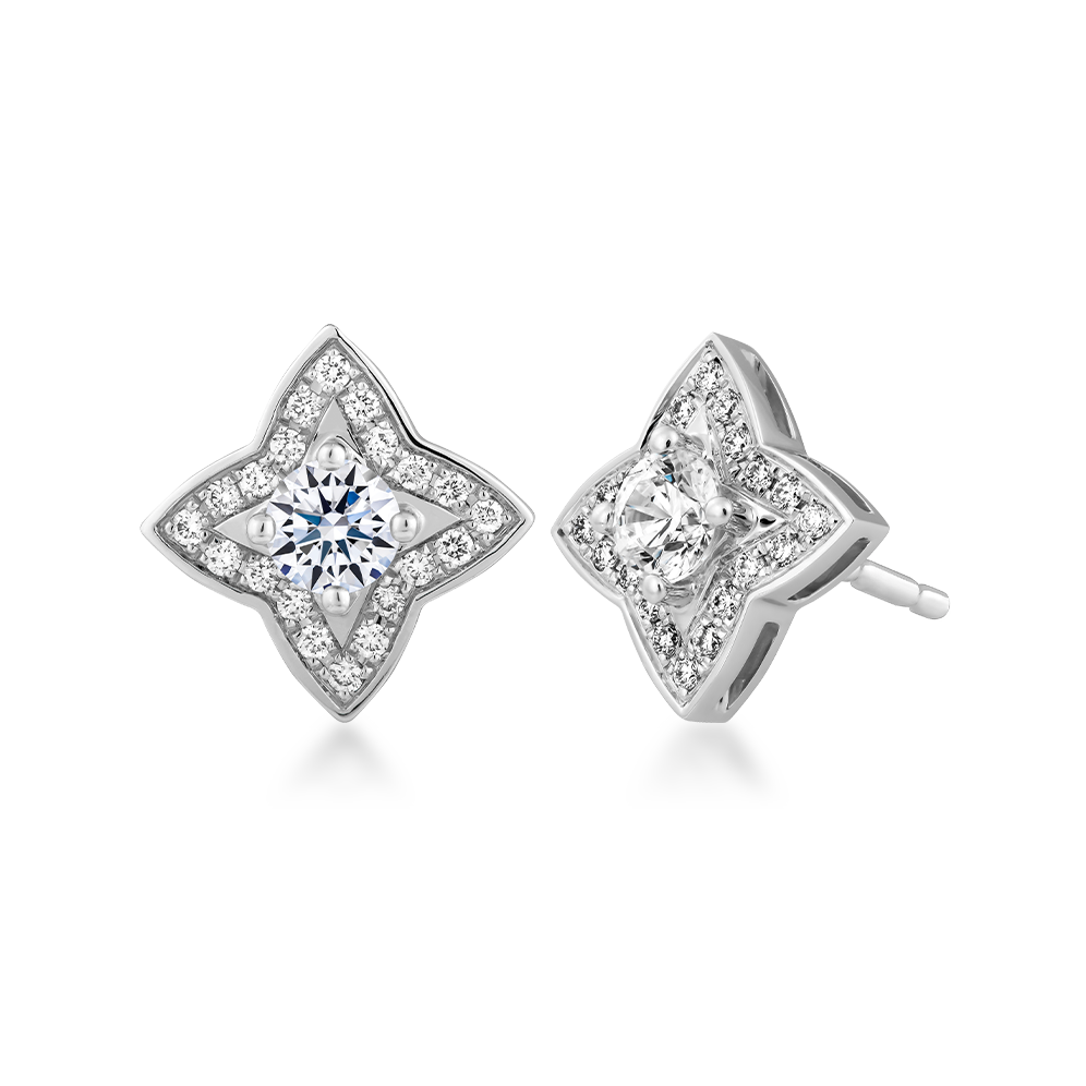 Hoa tai đính đá CZ vàng 14K Lovely Star 3C