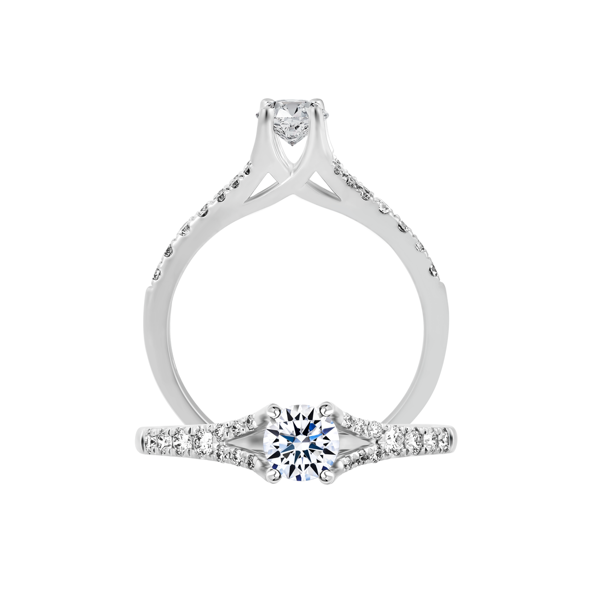 Nhẫn nữ kim cương 8 Hearts & Arrows vàng 14K Clay H&A 2C