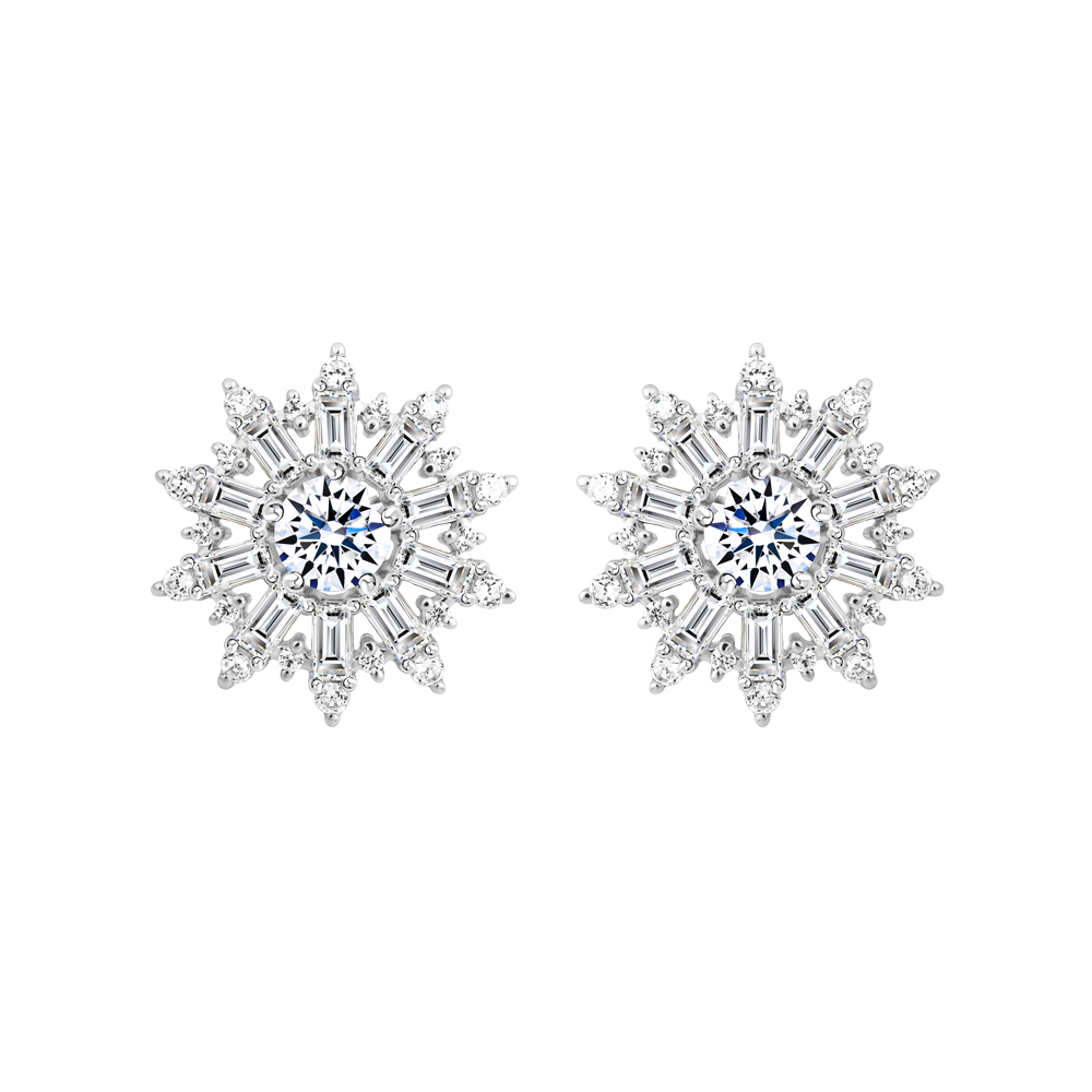 Hoa tai đính đá CZ vàng 14K Glamoured 3C