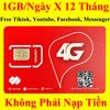 Sim 4G Viettel 12MXH100 1GB/Ngày X 12 Tháng Free Tiktok, Youtube, Facebook, Messenger