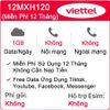 Sim 4G Viettel 12MXH120 1GB/Ngày Free Tiktok, Youtube, Facebook, Messenger
