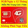 Sim 4G Viettel 12SD125 5GB/Ngày x 12 Tháng