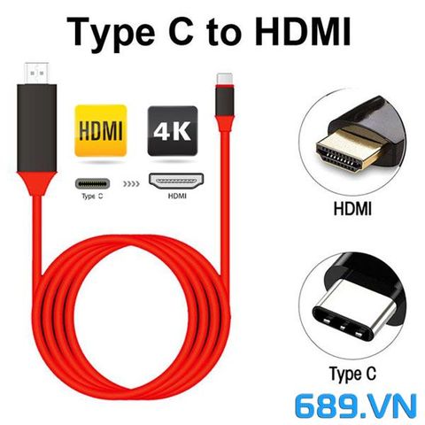 Cáp HDMI 2K 4K Kết Nối Tivi Với Điện Thoai Qua Chân Type C