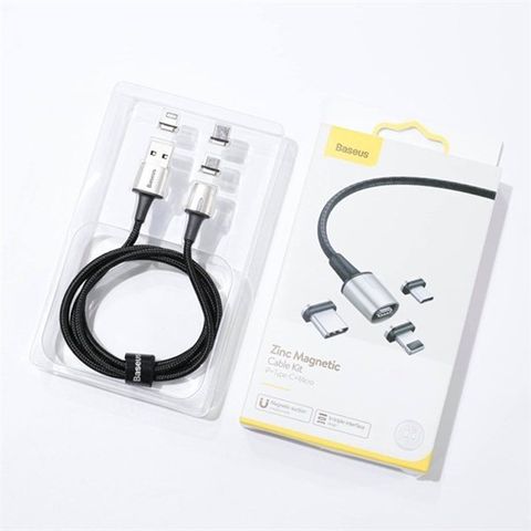 Cáp Sạc Nam Châm 3 Đầu Baseus Zinc Magnetic Series 2 Cable Kit