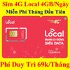 Sim 4G Mobifone Local A69 4GB/Ngày Miễn Phí Tháng Đầu