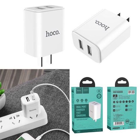 Củ Sạc Nhanh 2.1A Hoco C62A 2 Cổng USB