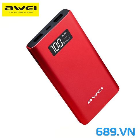 Pin Sạc Dự Phòng Awei P60K 10000mAh Có Màn Hình Sang Trọng