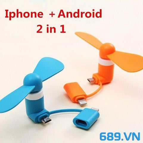 Quạt Mini Fan 2 Cánh Cắm Chân Sạc Lightning Và Micro Usb