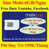 Sim 4G MobiFone TK159 6GB/Ngày Free Youtube Facabook