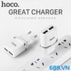 Bộ Củ Cáp Sạc Nhanh 2 Cổng USB Hoco C12 Chân Lightning