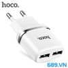 Bộ Củ Cáp Sạc Nhanh 2 Cổng USB Hoco C12 Chân Lightning