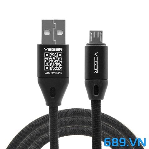 Cáp Sạc Chân Micro USB Dù Siêu Mịn Đầu Kim Loại Veger VGM22