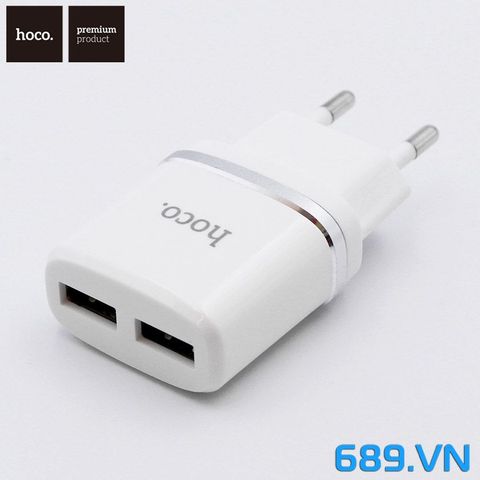 Bộ Củ Cáp Sạc Nhanh 2 Cổng USB Hoco C12 Chân Lightning