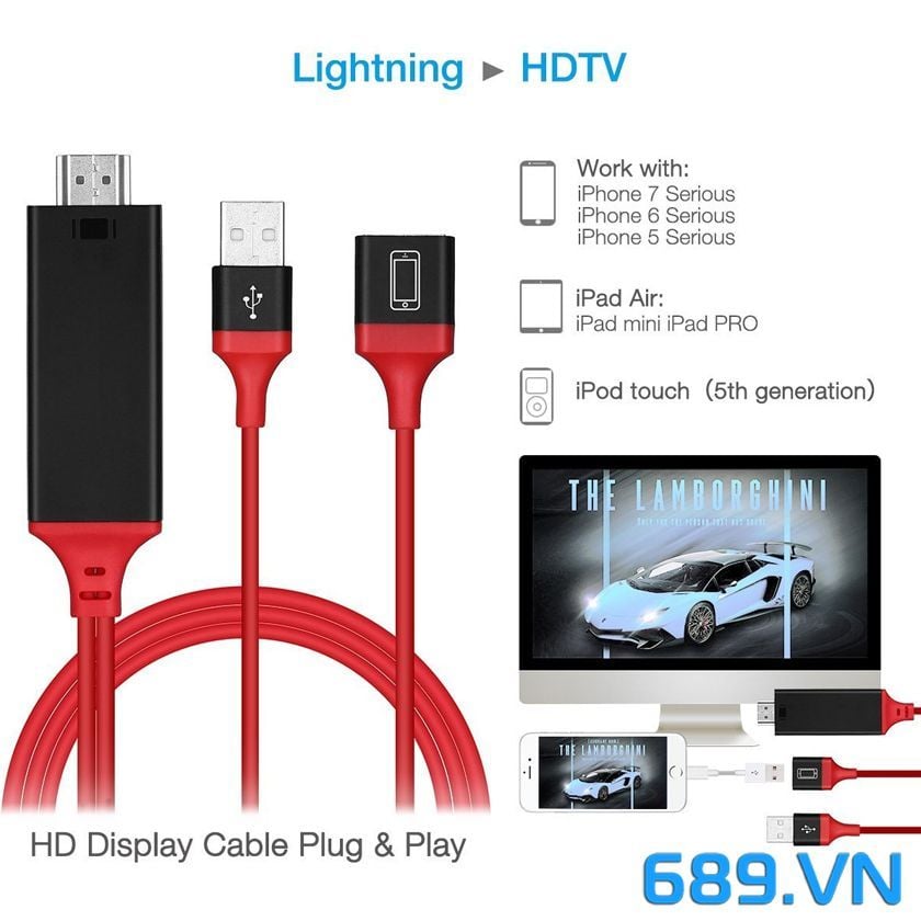 Cáp Lightning, Micro Usb, TypeC Sang HDMI (Lightning To HDTV) Shop  -  Hàng Chuẩn Giá Tốt