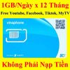 Sim 4G Vinaphone 12YOLO100M 1GB/Ngày x 12 Tháng Free Youtube, Facebook, Tiktok, MyTV