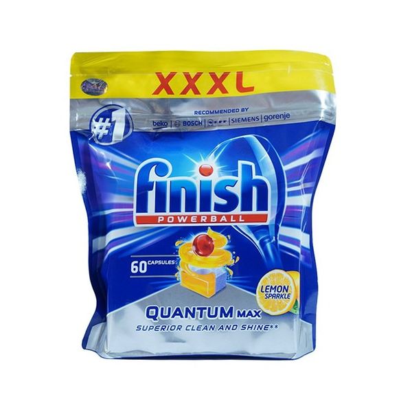 Viên rửa bát Finish Quantum Max 60 viên/túi (Hương Chanh)