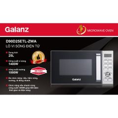 Lò Vi Sóng có Nướng Điện Tử Galanz D90D25ETL-ZWA (25 lít, 1000W)