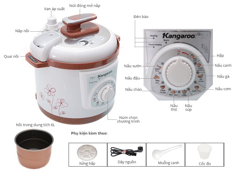 Nồi áp suất 6L Kangaroo KG136