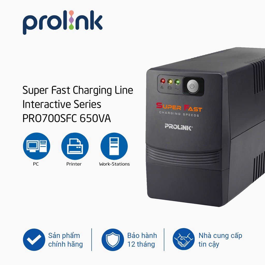 Bộ lưu điện PROLiNK Pro700SFC 650VA (650VA/360W)