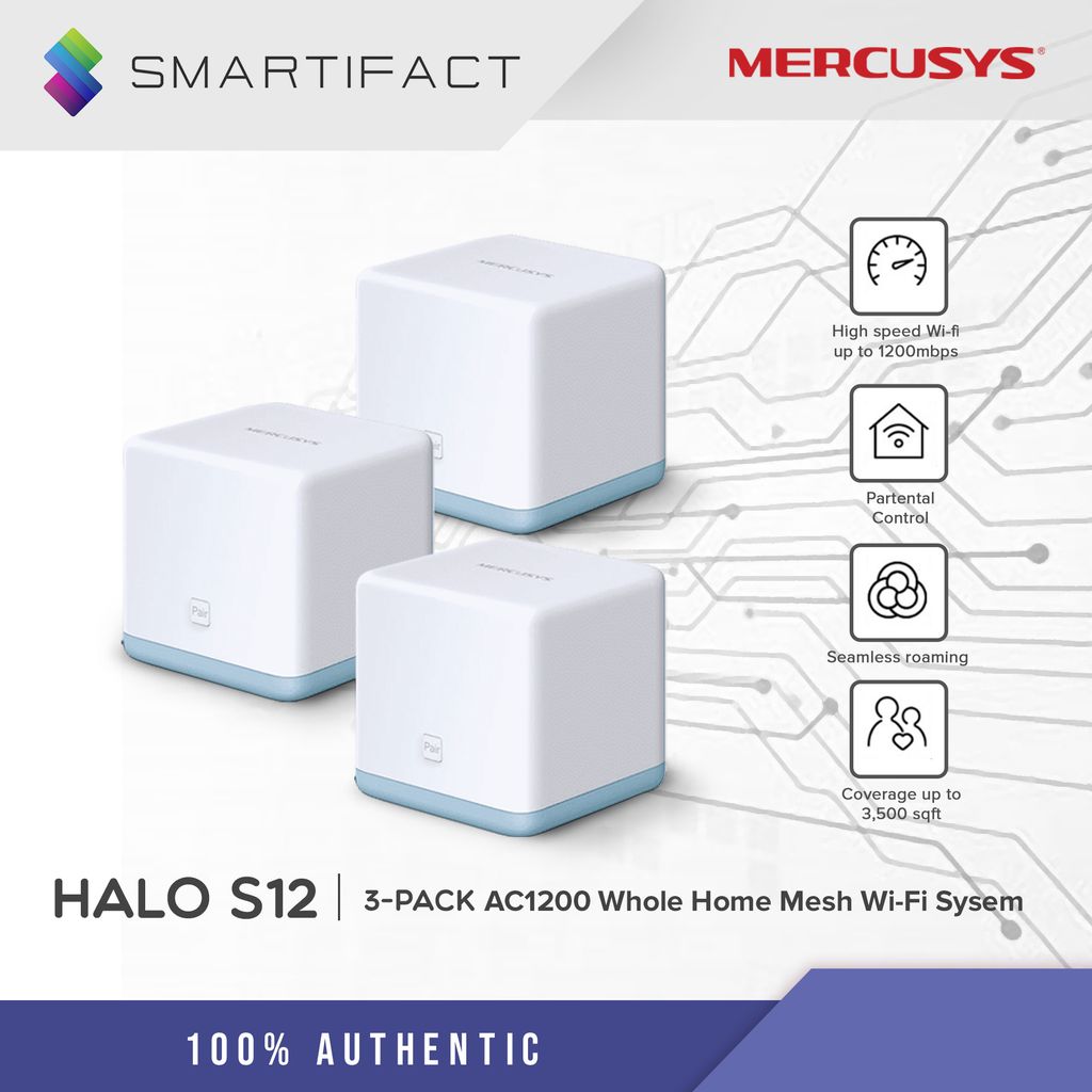 Mercusys Halo S12 (3 - pack) Mesh WIFI System 2.4Ghz/ 5.0Ghz