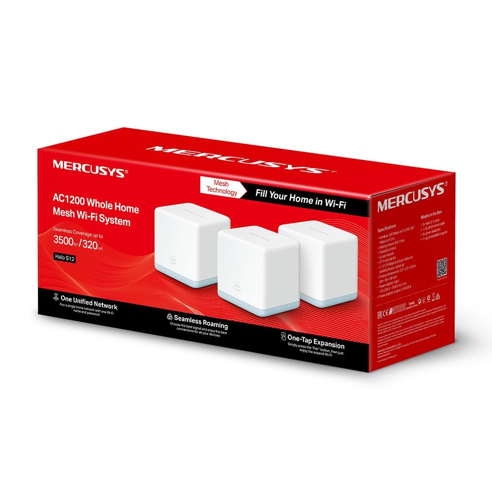 Mercusys Halo S12 (3 - pack) Mesh WIFI System 2.4Ghz/ 5.0Ghz