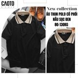  Áo Thun Polo Cổ Phối Nâu Sọc Đen Big Size 80-130 KG 