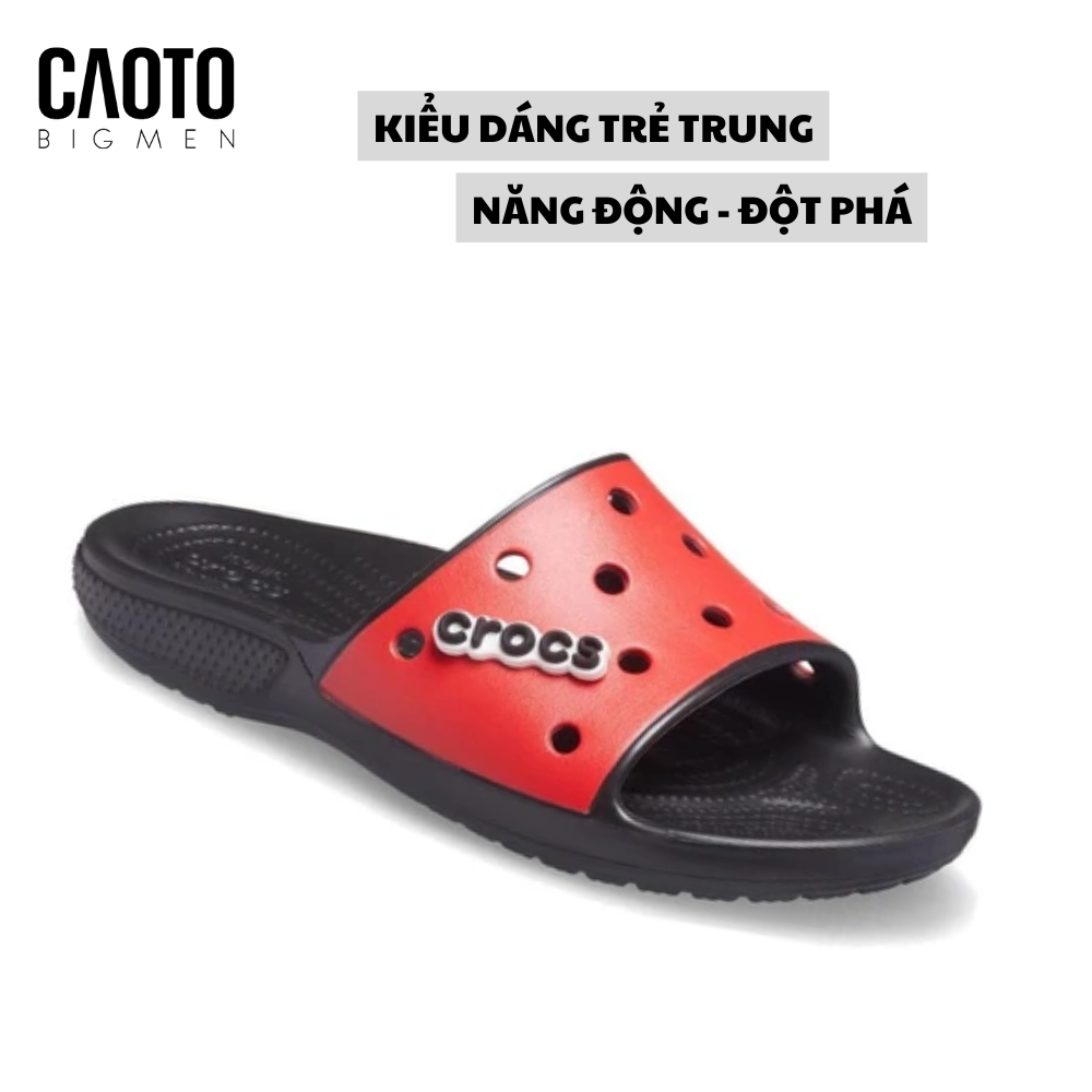  Dép Crocs Classic Color-Block Slide Đỏ Big Size 