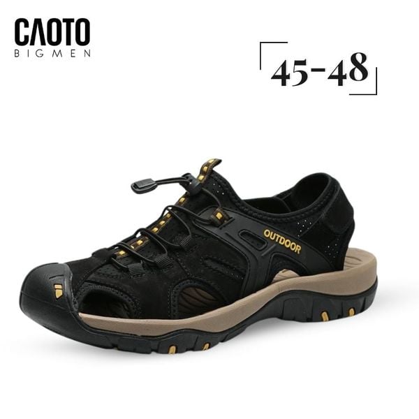 Sandal nam big size Kino Brown Black đế cao su bám chắc