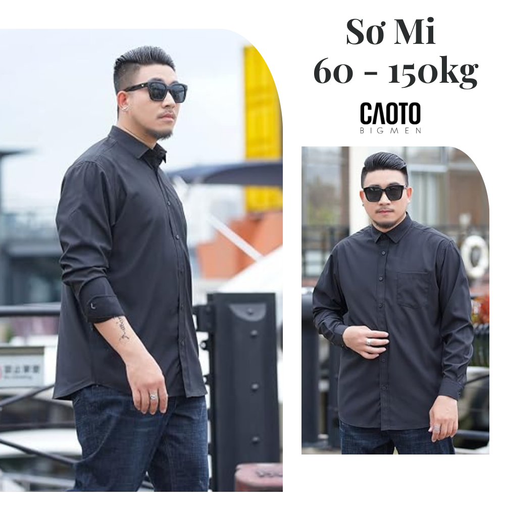  Áo Sơ Mi Đen Big Size Dài Tay 5XL 6XL 7XL 8XL 9XL 10XL 