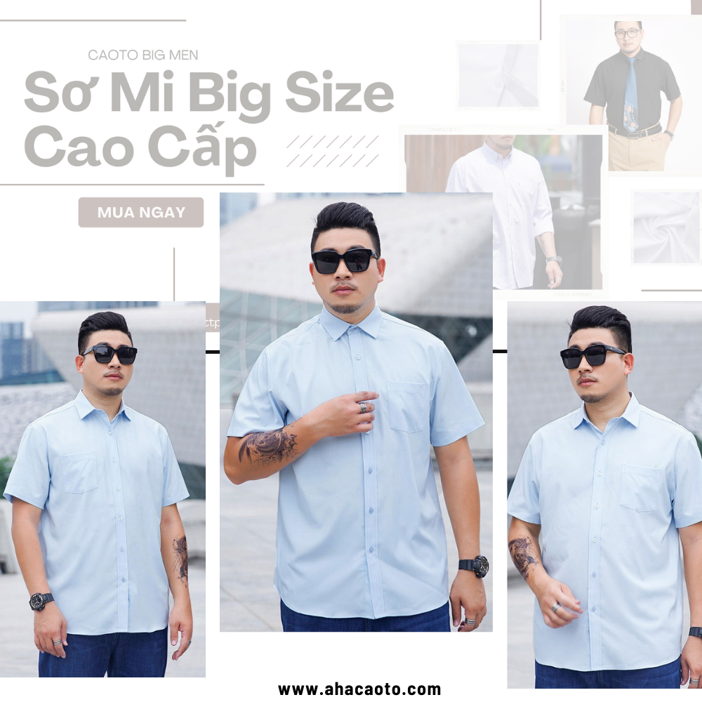  Áo Sơ Mi Nam Xanh biển  Tay Ngắn Size Lớn 2XL 3XL 4XL 5XL 6XL 7XL 8XL 9XL 10XL 